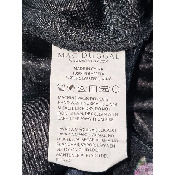 Mac Duggal Women's Black Floral Ruffled Chiffon Leena Maxi Dress Size 8 2808 - Picture 9 of 16